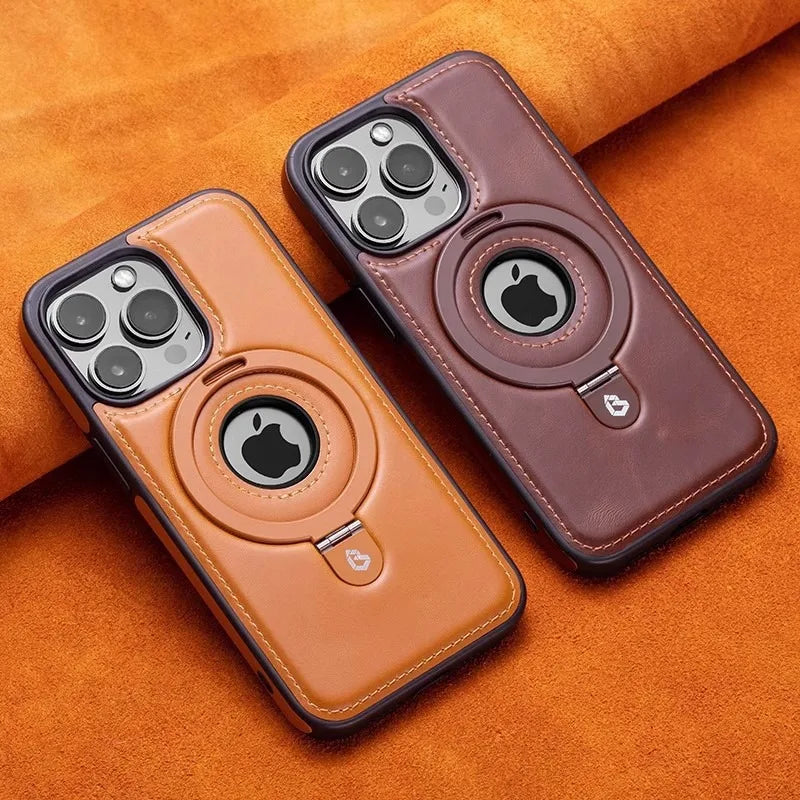Magnetic Leather Kickstand iPhone Case