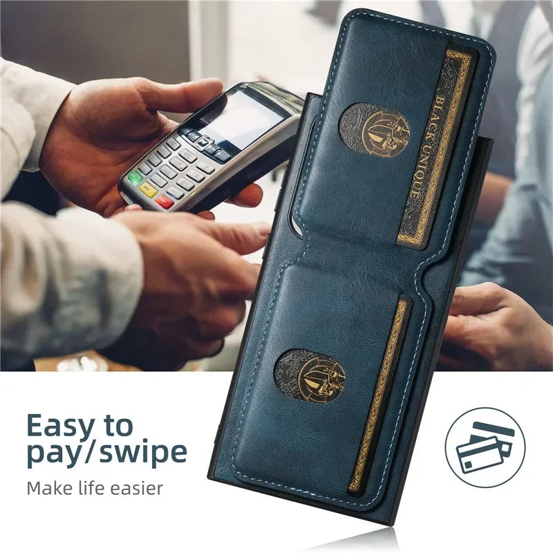 Magnetic Leather Wallet Case Samsung