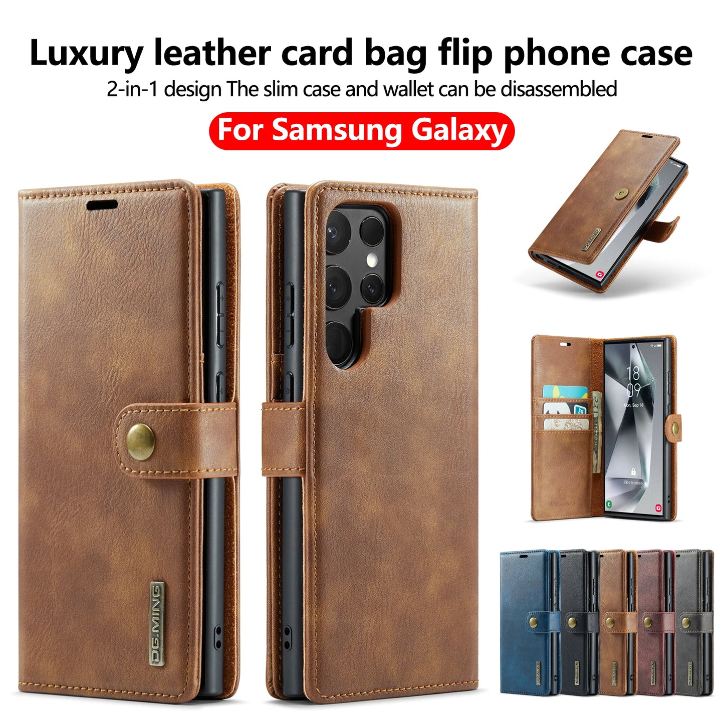 Magnetic Leather Wallet Case for Samsung