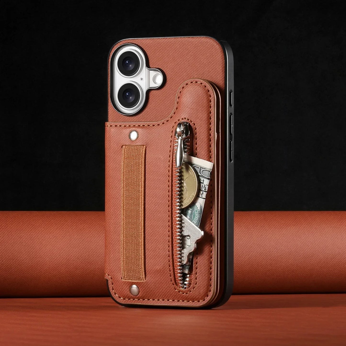 iPhone Leather Wallet Card Strap Case