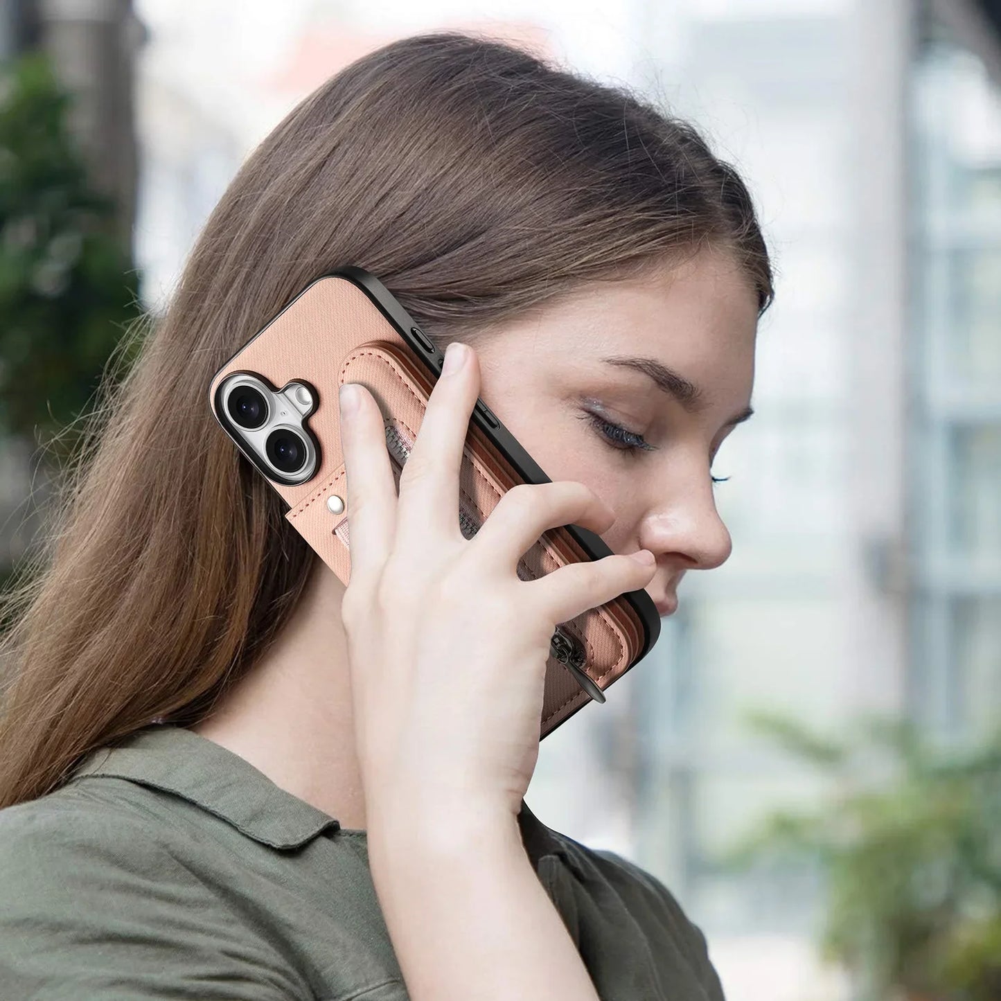 iPhone Leather Wallet Card Strap Case