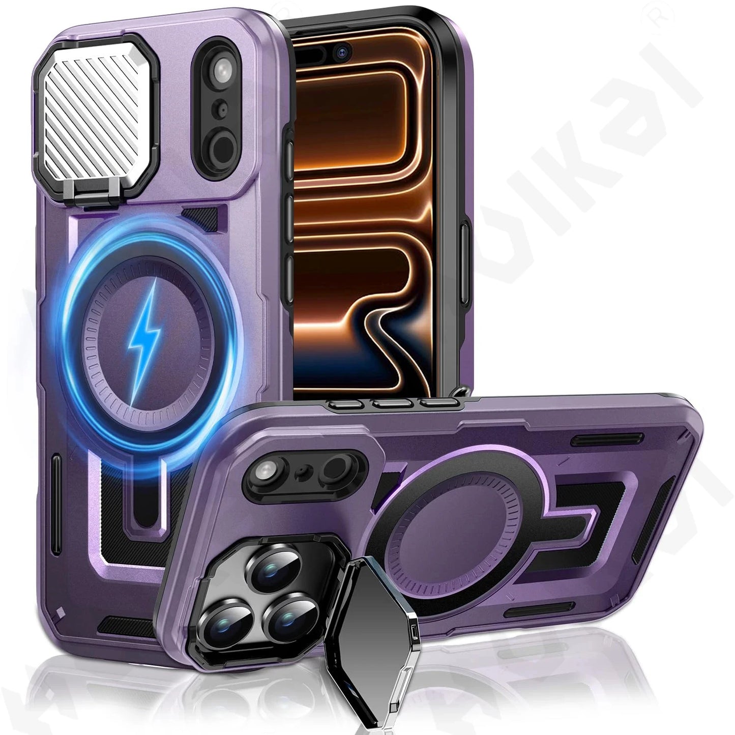 iPhone Magnetic Rugged Metal Stand Case