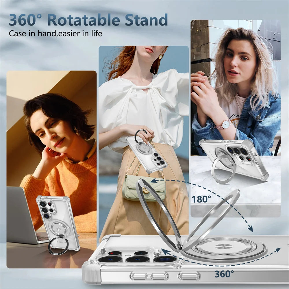 Magnetic Stand Clear Armor Case Samsung