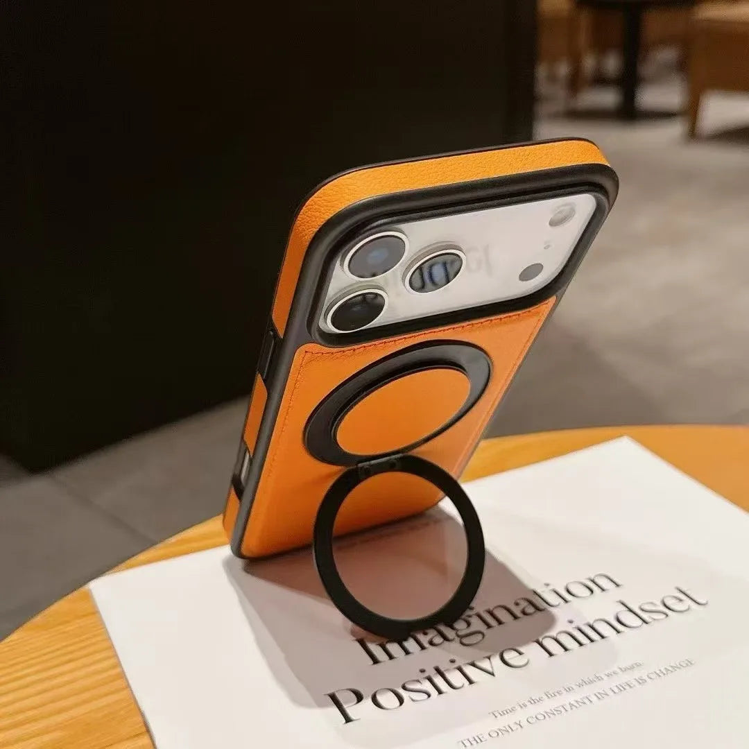 MagSafe PU Leather Rotating iPhone Case