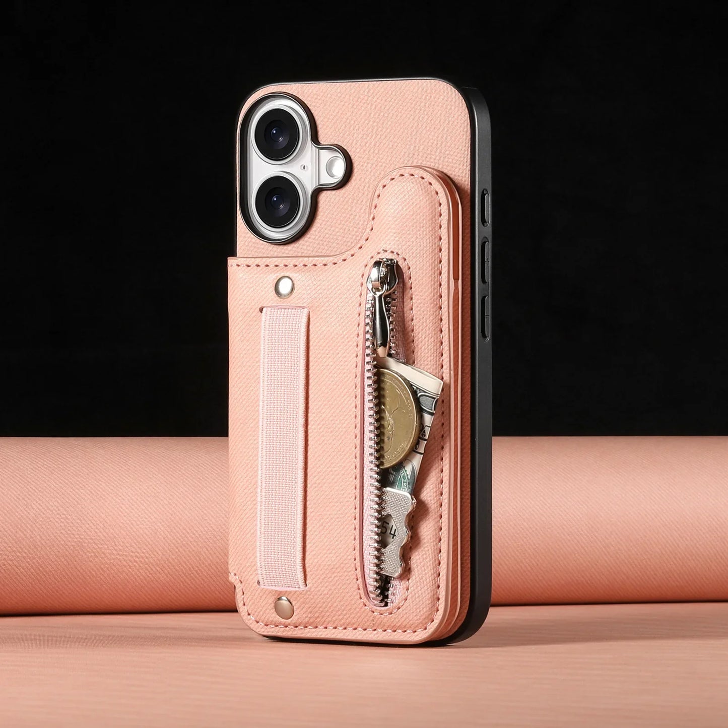 iPhone Leather Wallet Card Strap Case