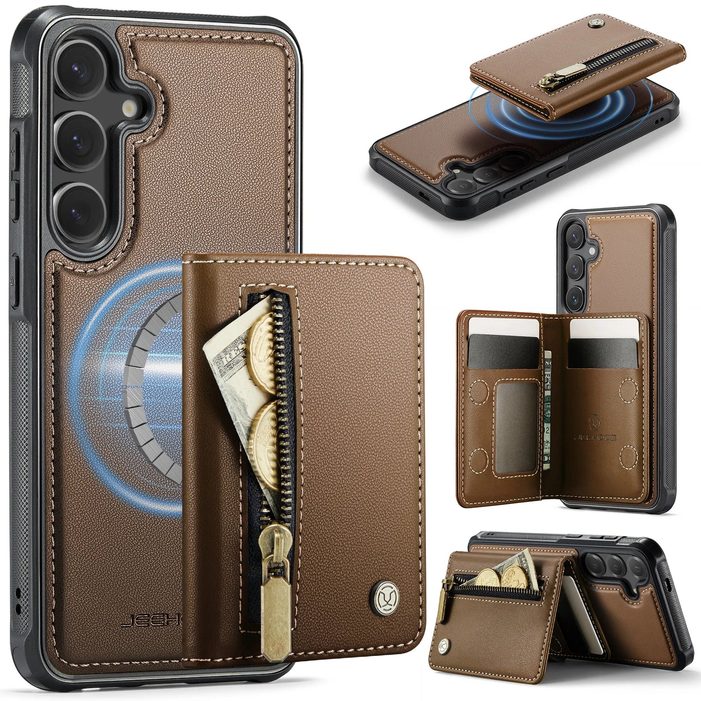 Magnetic Leather Wallet Case for Samsung