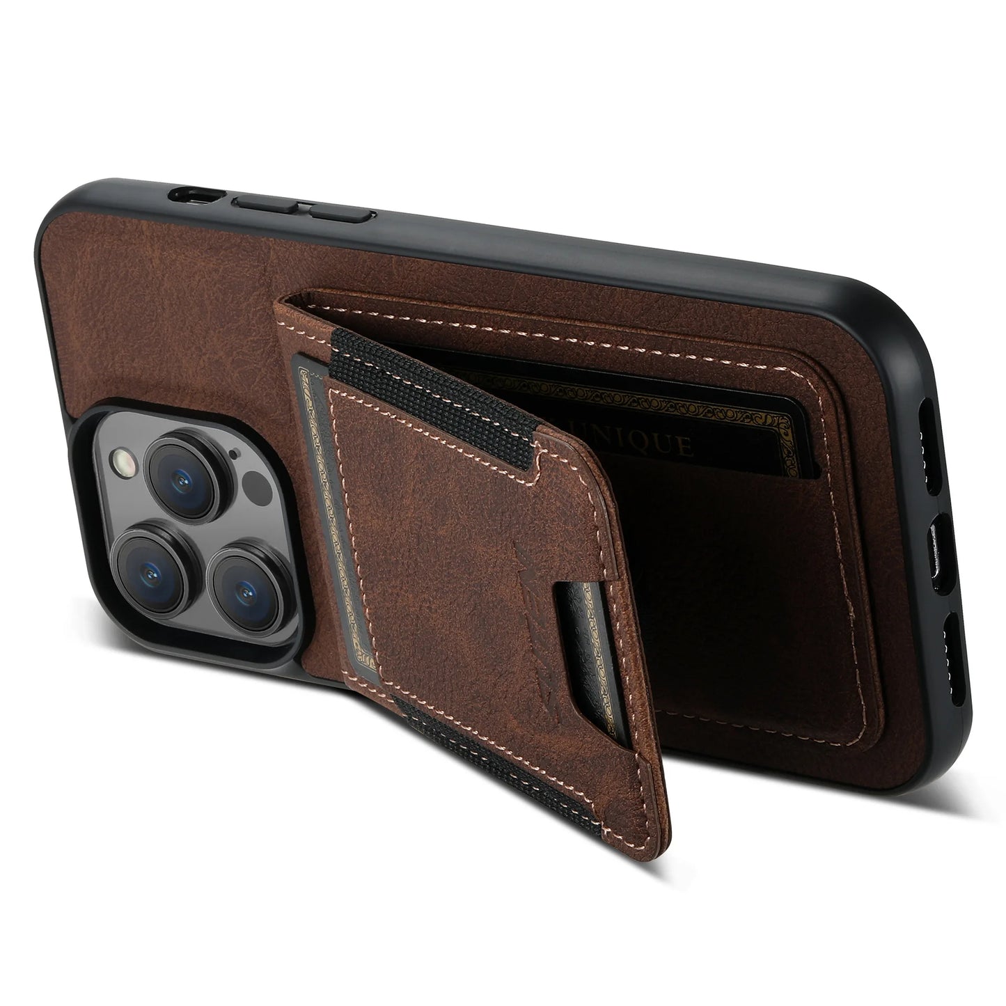 Magnetic Leather Wallet Case for iPhone