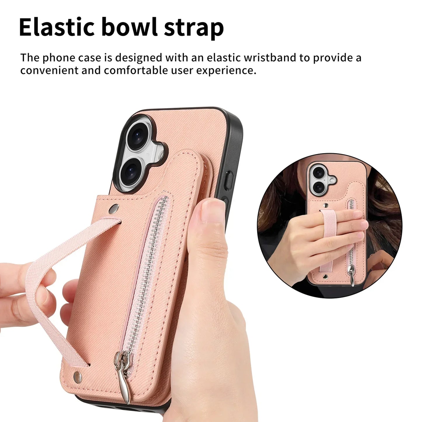 iPhone Leather Wallet Card Strap Case