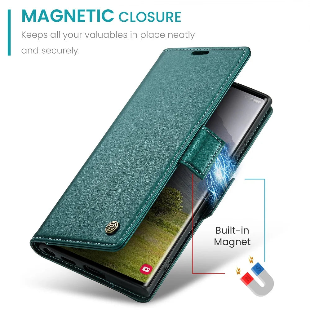 Magnetic Leather Wallet Case Samsung