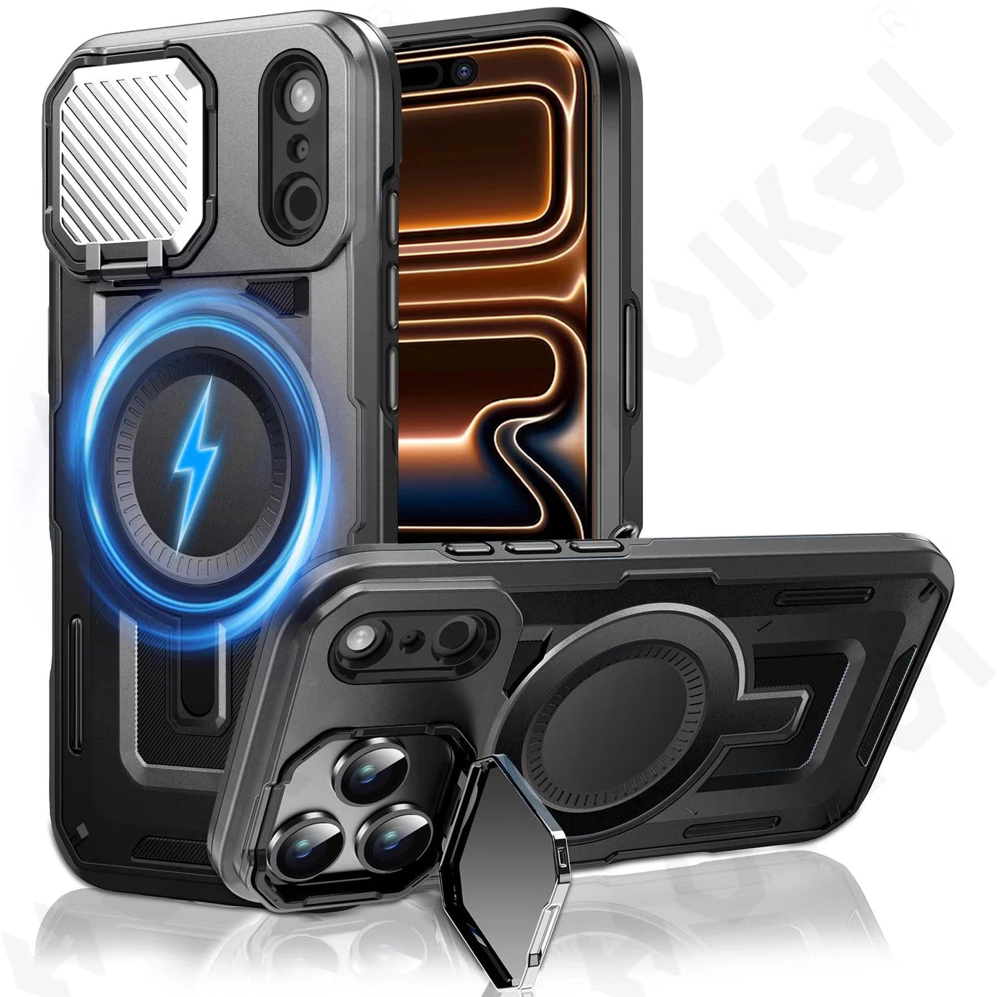 iPhone Magnetic Rugged Metal Stand Case