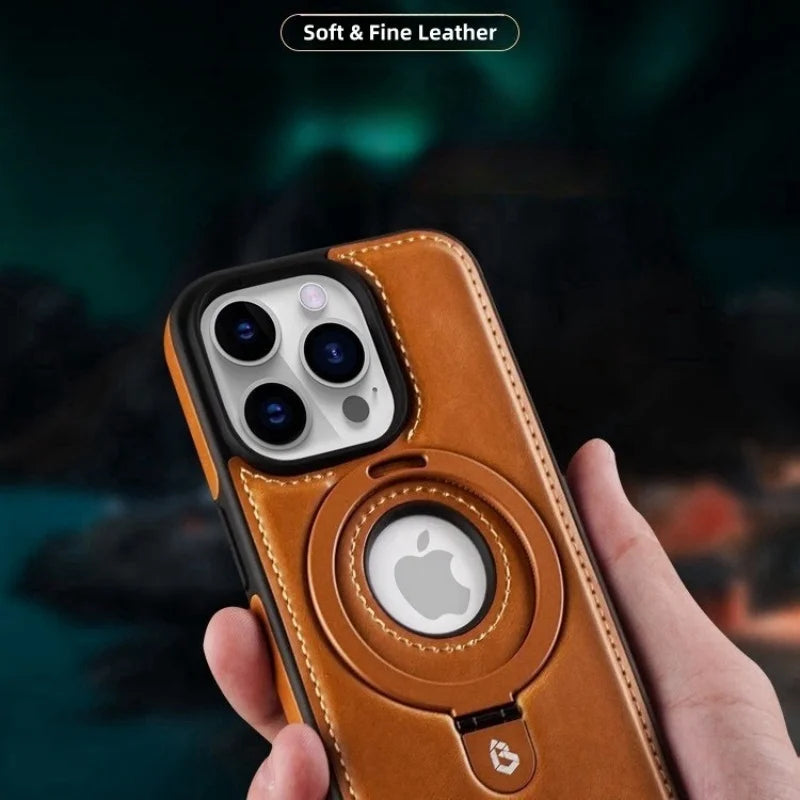 Magnetic Leather Kickstand iPhone Case