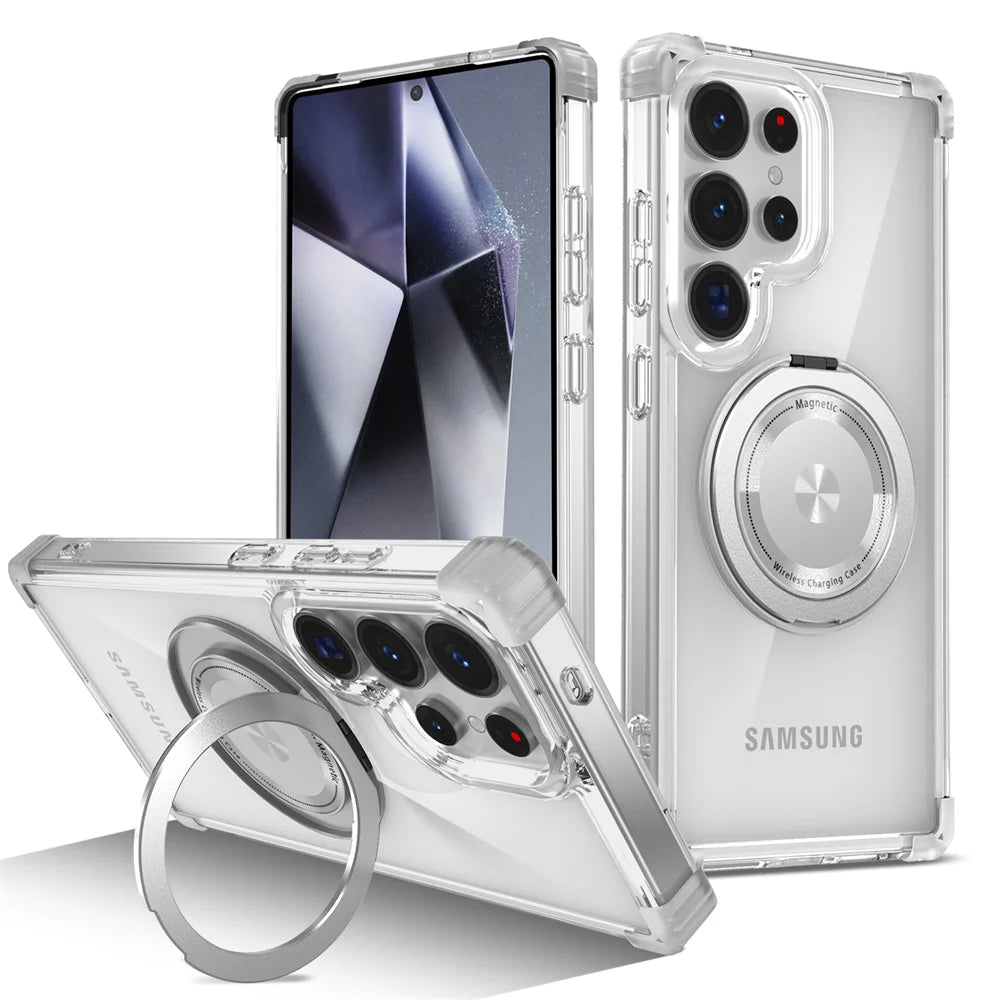 Magnetic Stand Clear Armor Case Samsung