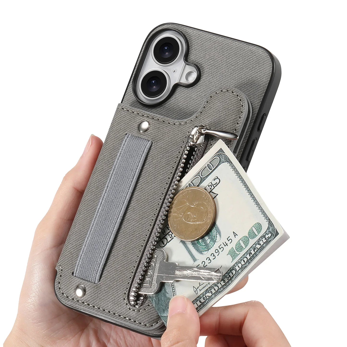 iPhone Leather Wallet Card Strap Case