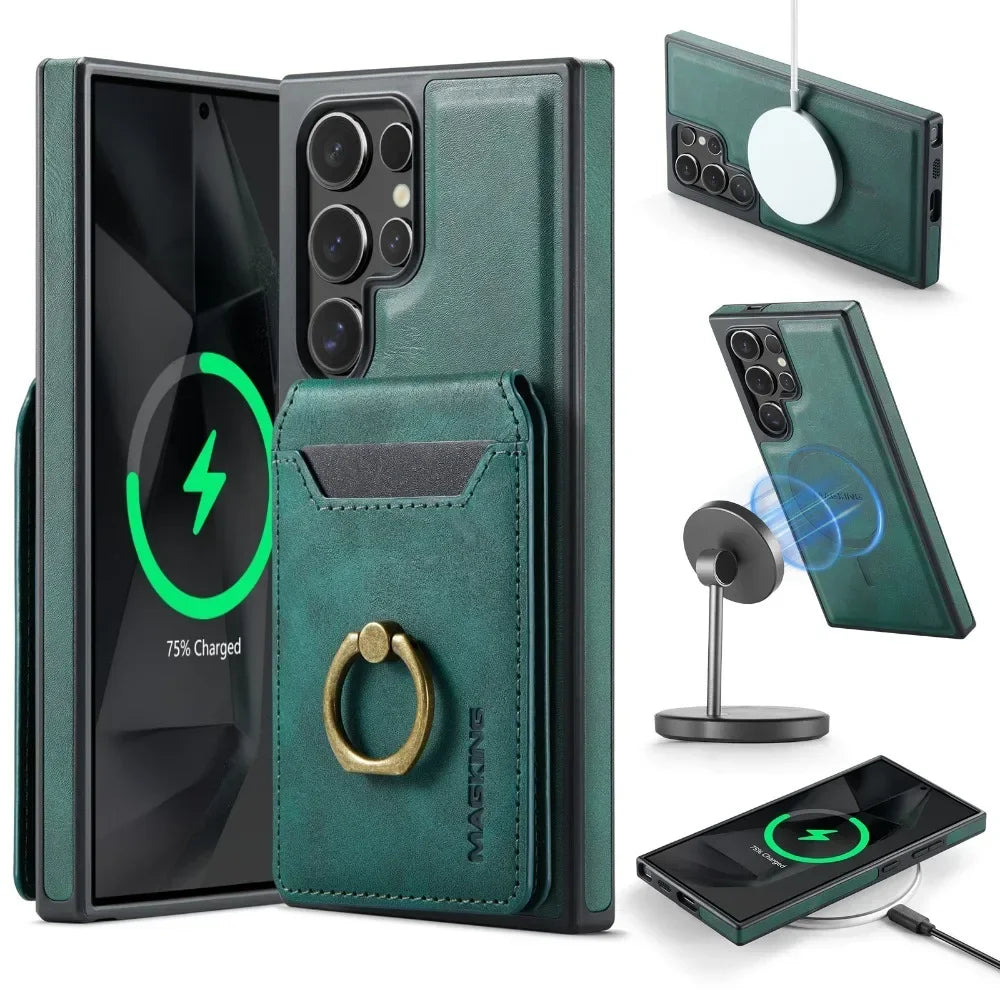 Magnetic Wallet Card Holder Case Samsung