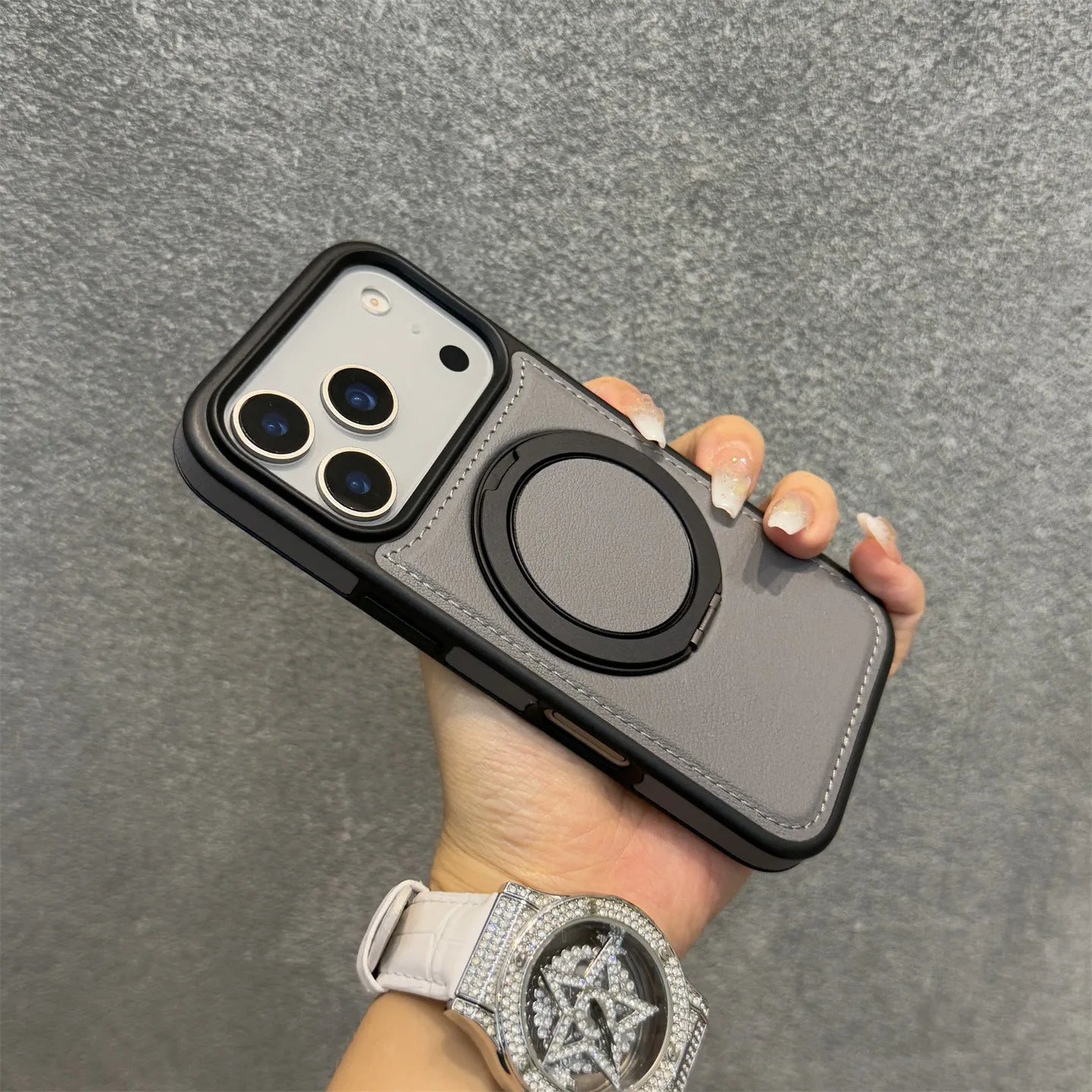 MagSafe PU Leather Rotating iPhone Case