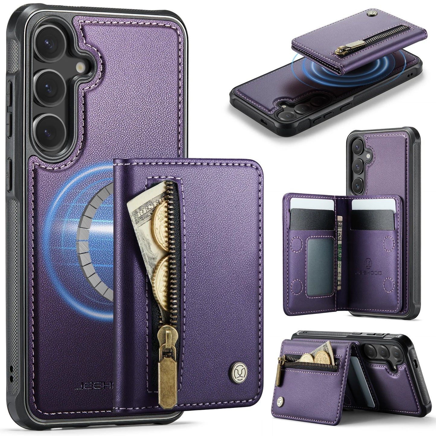 Magnetic Leather Wallet Case for Samsung