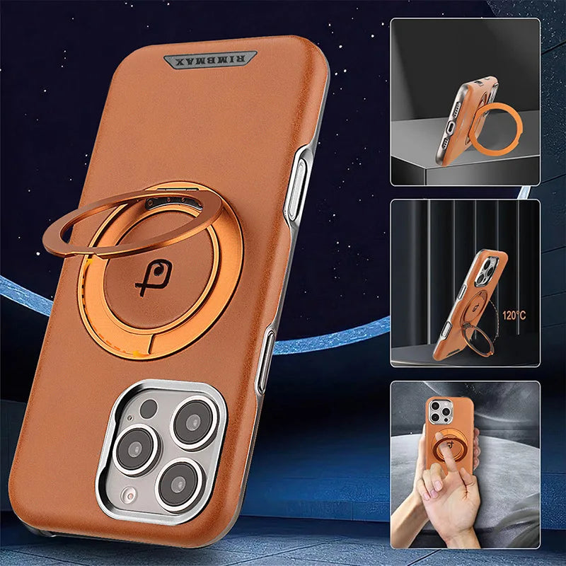 Magnetic Leather Case with Stand Lens Protection
