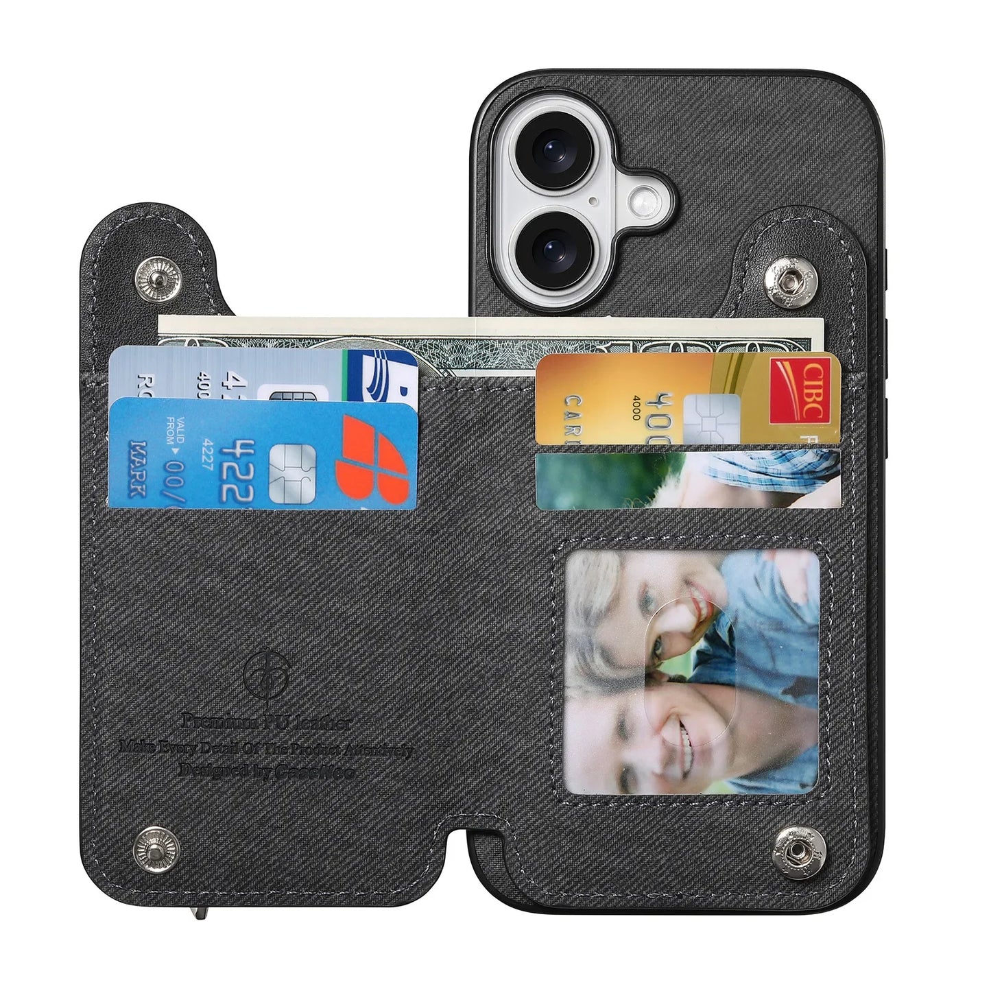 iPhone Leather Wallet Card Strap Case