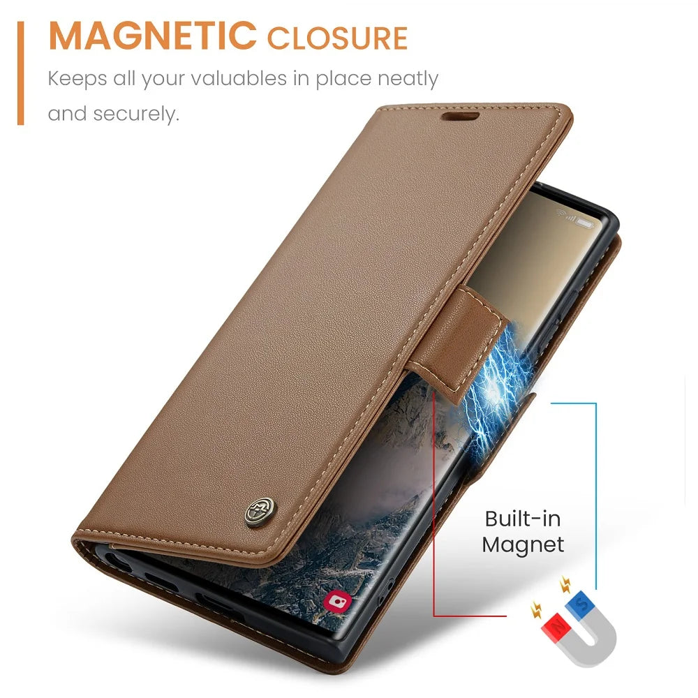 Magnetic Leather Wallet Case Samsung
