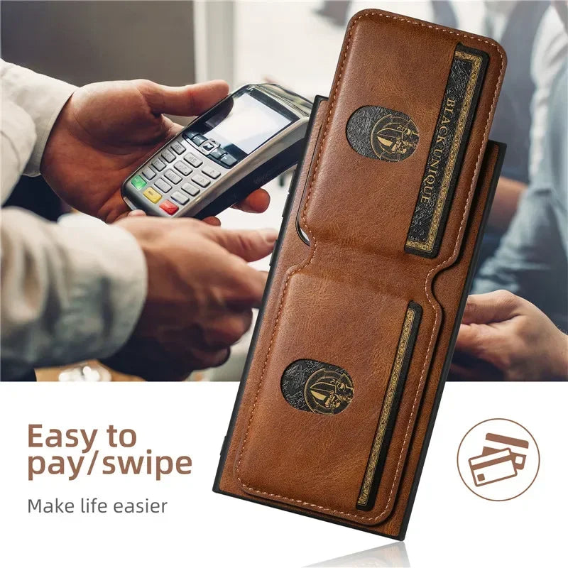 Magnetic Leather Wallet Case Samsung