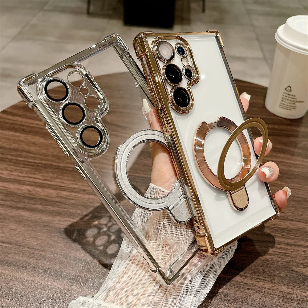 Magnetic Clear Ring Stand Case Samsung