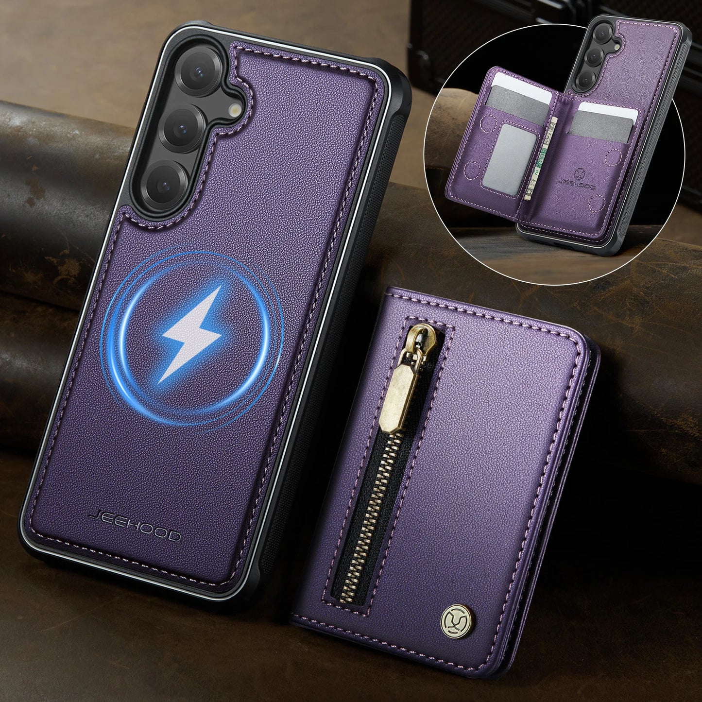 Magnetic Leather Wallet Case for Samsung