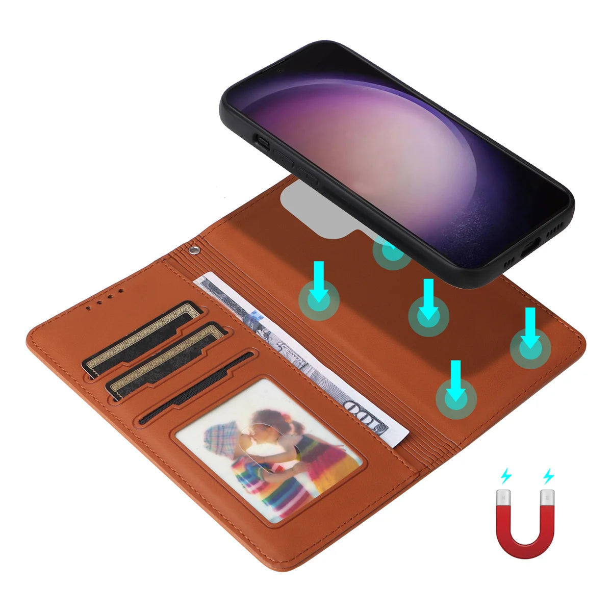 Magnetic Leather Wallet Galaxy Case
