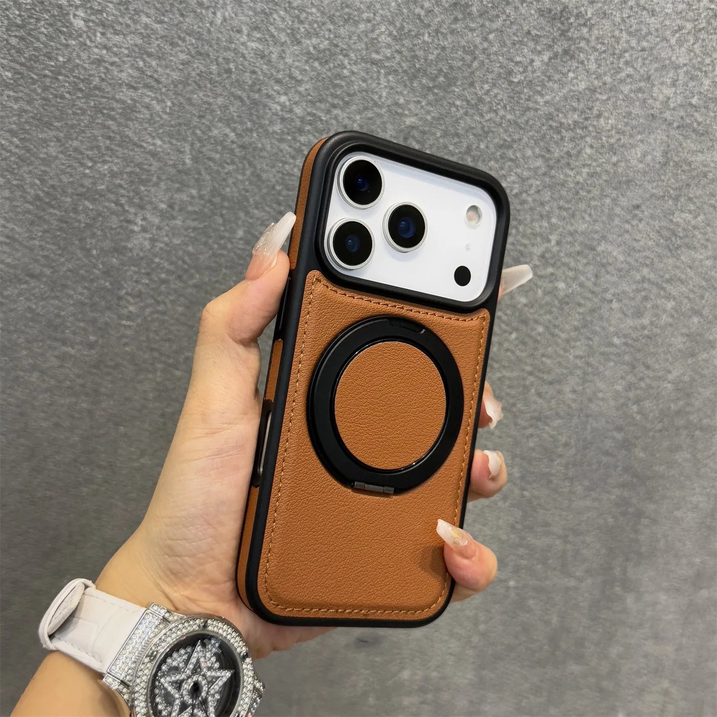 MagSafe PU Leather Rotating iPhone Case