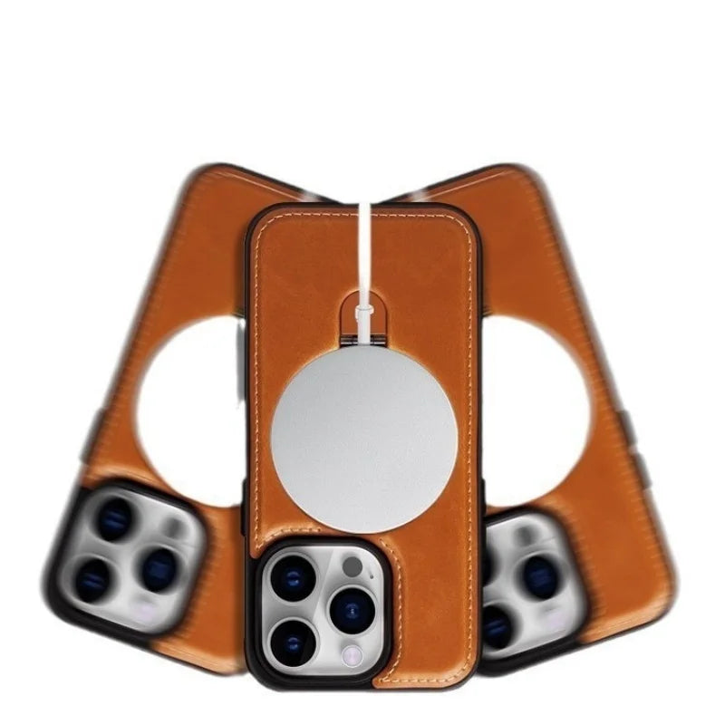 Magnetic Leather Kickstand iPhone Case