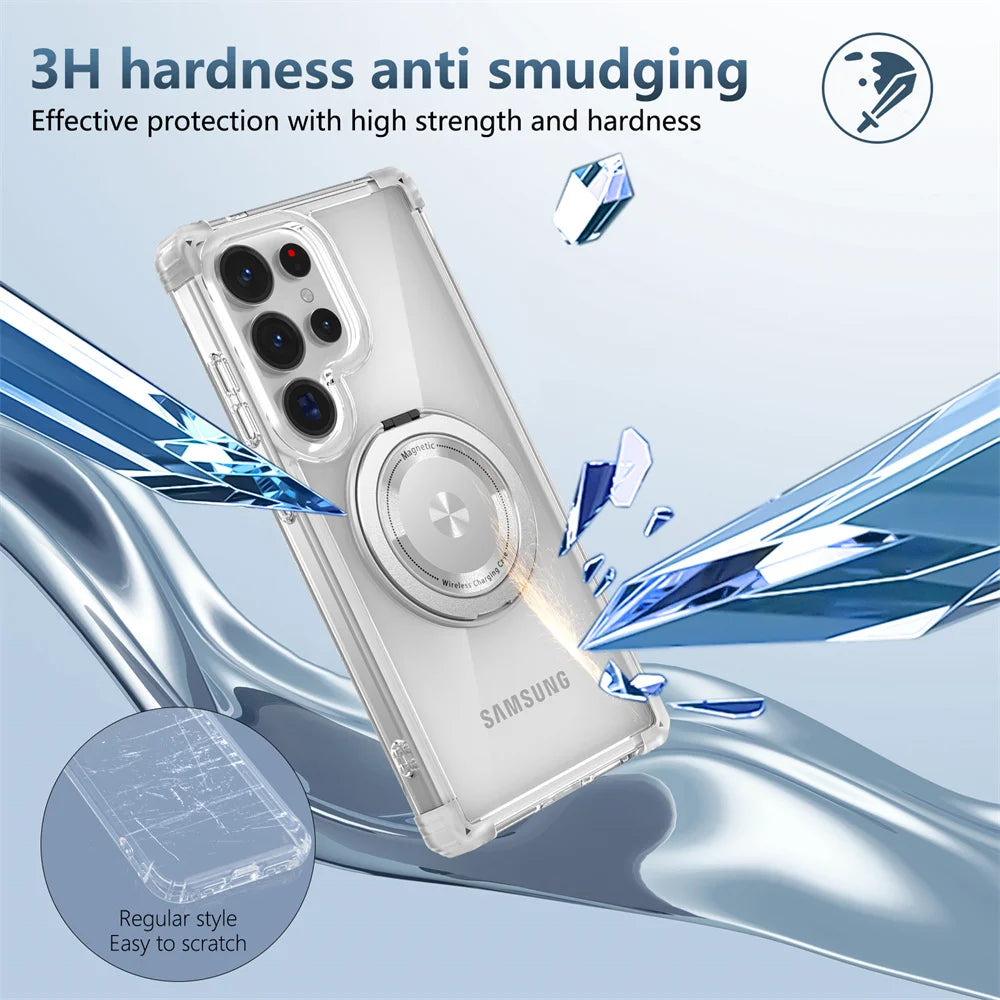 Magnetic Stand Clear Armor Case Samsung