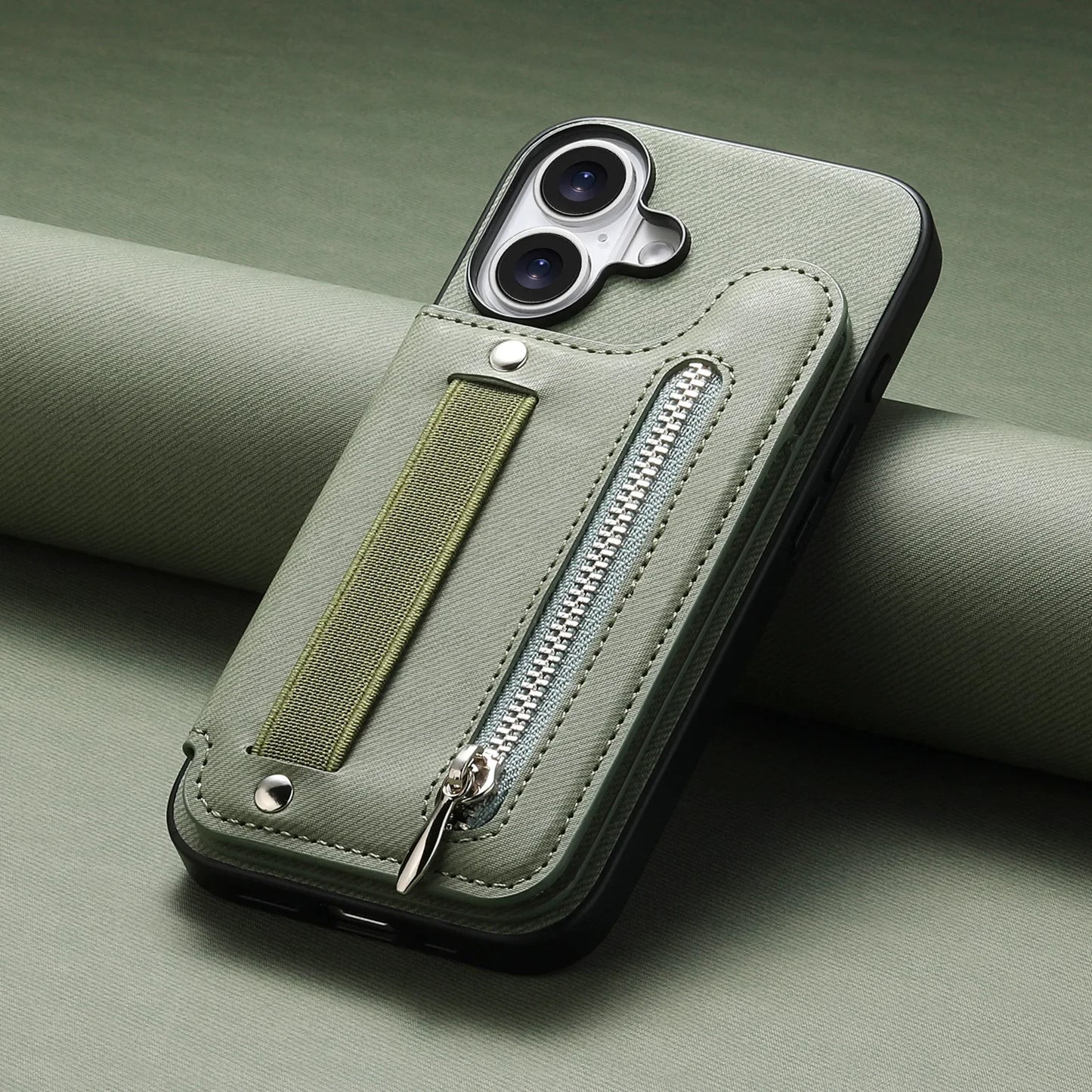 iPhone Leather Wallet Card Strap Case