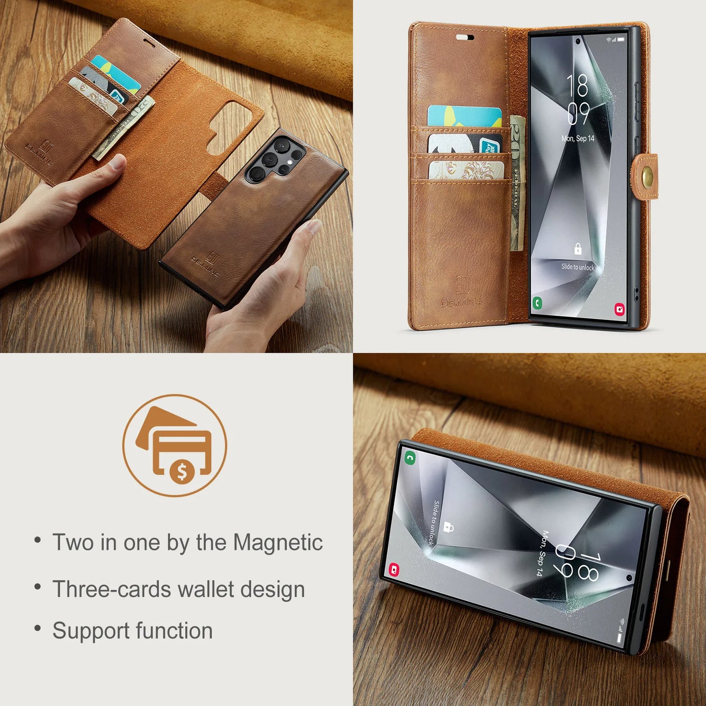 Magnetic Leather Wallet Case for Samsung