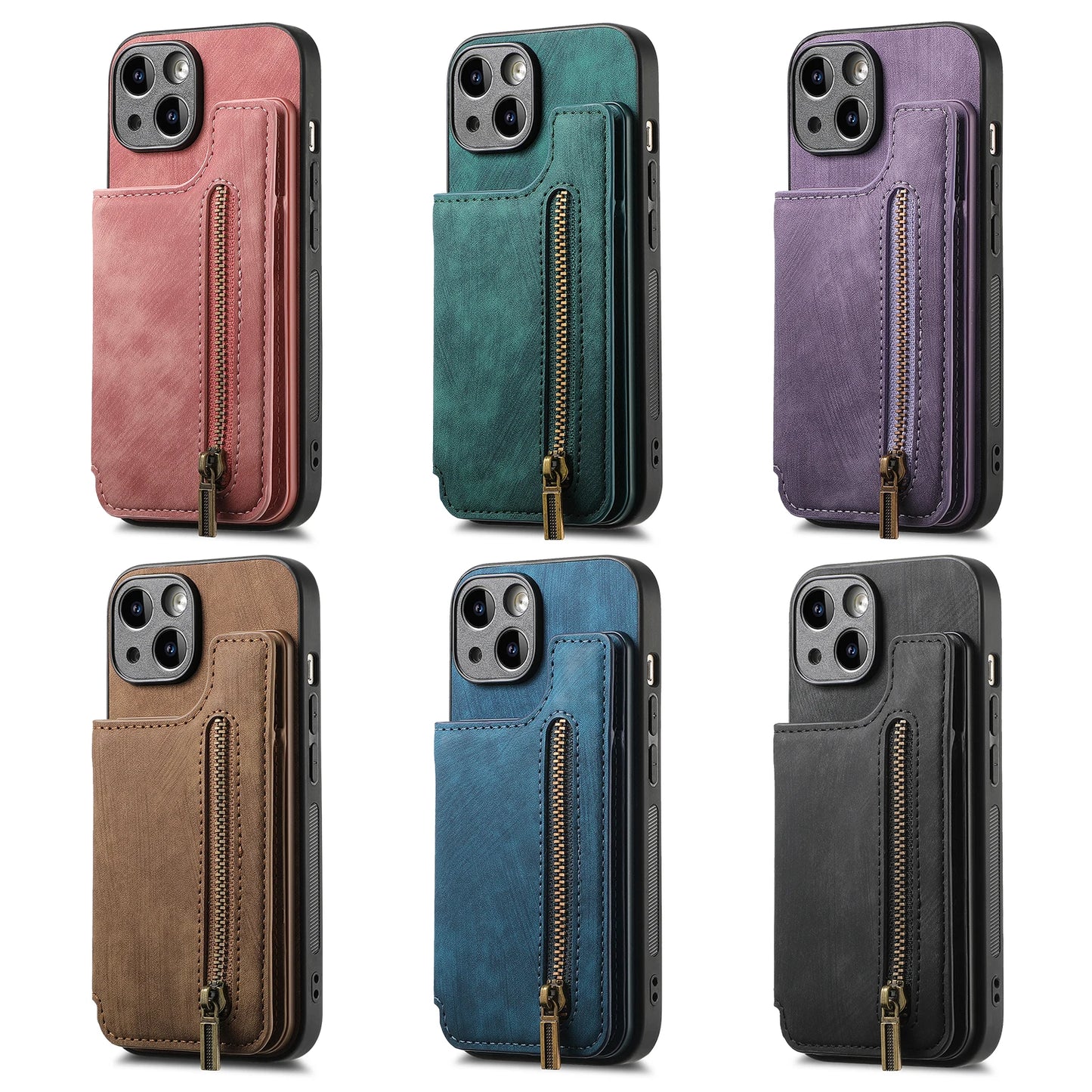 Zipper Card Wallet Leather iPhone Case