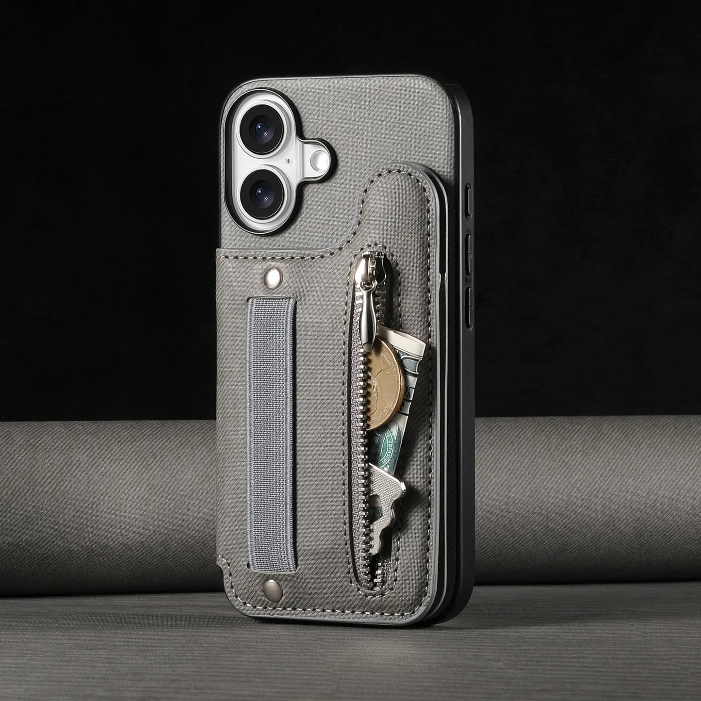 iPhone Leather Wallet Card Strap Case