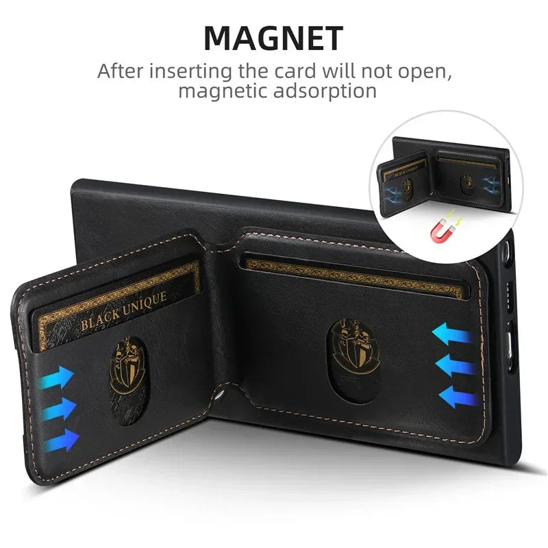 Magnetic Leather Wallet Case Samsung