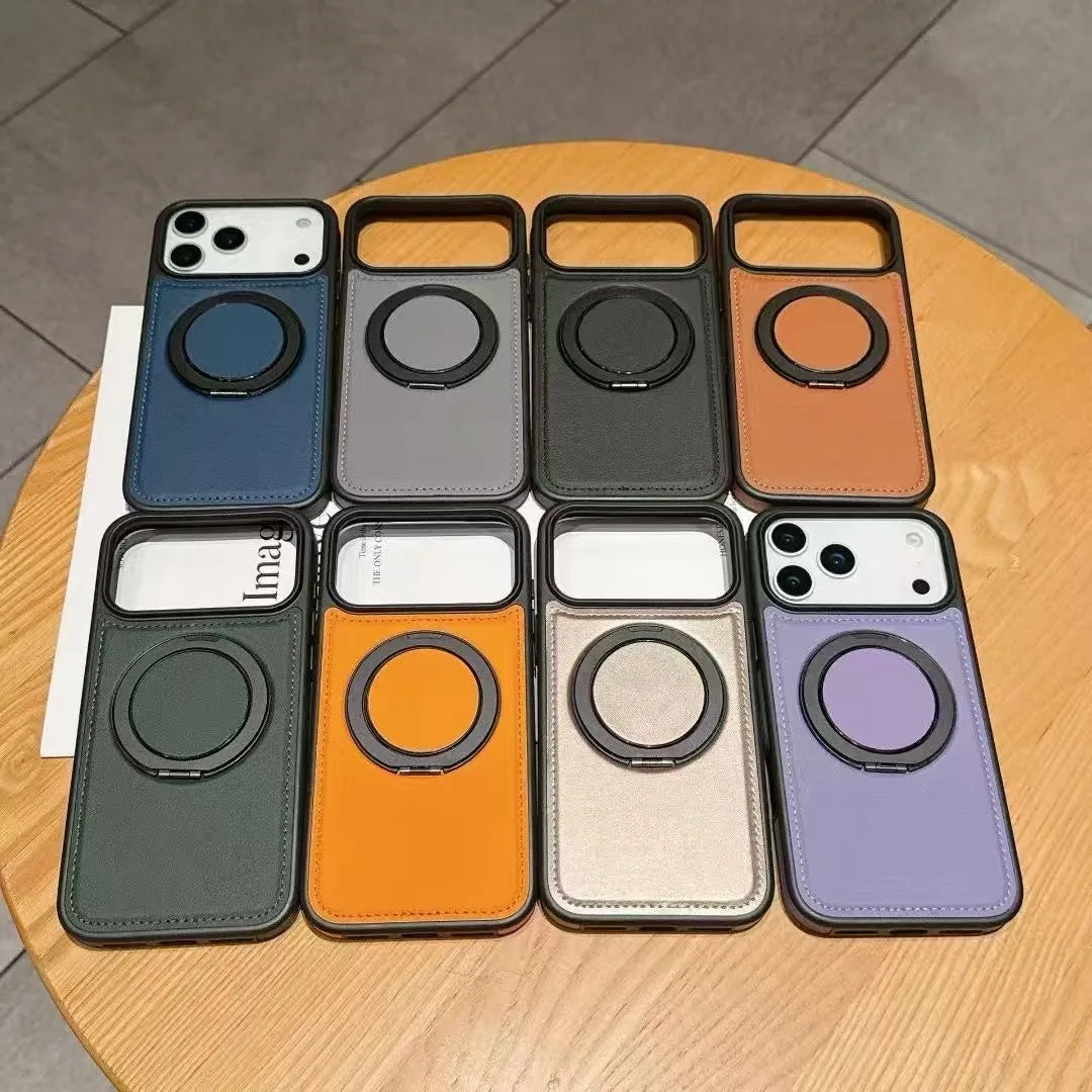 MagSafe PU Leather Rotating iPhone Case